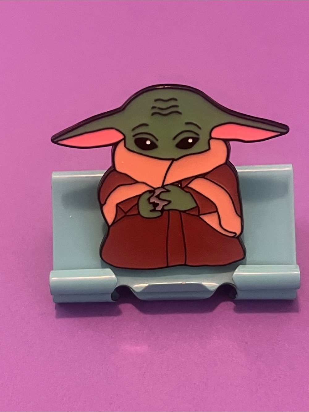 Baby Grogu Enamel Pin Holding Stone